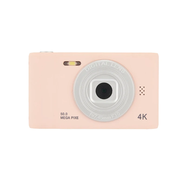Cámara digital 4K de 50 Mpx con pantalla de 2,4&quot; Cámara de viaje para principiantes y avanzados Carga USB C Fotografía y vídeo rosa