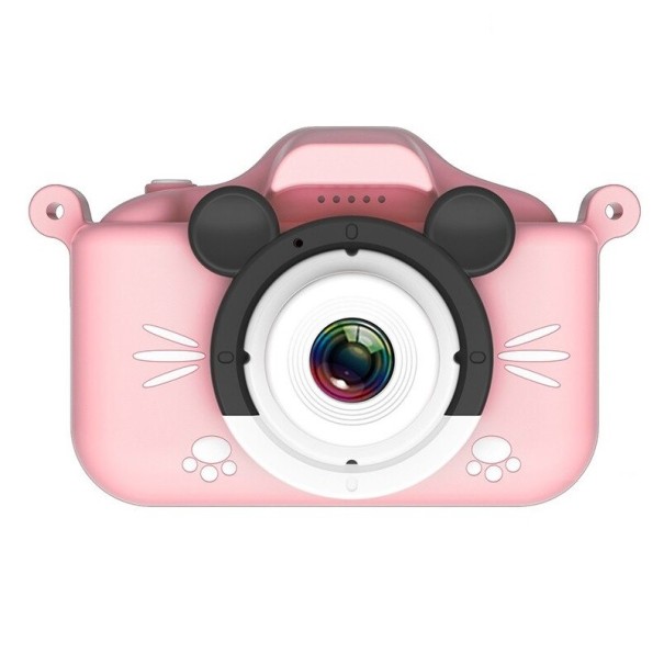 Cámara digital para niños con funda de ratón rosa
