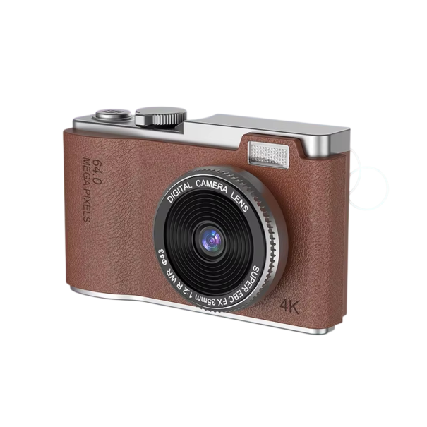 Cámara portátil 112 x 64 x 40 mm 48 MP UHD 4K cámara CCD 2,4" LCD doble objetivo tarjeta de 64 GB cámara retro vlog marrón