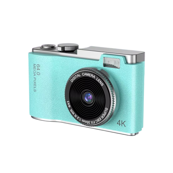 Câmara portátil 112 x 64 x 40 mm 48 MP UHD 4K CCD câmara 2,4" LCD dual lente 64GB cartão retro vlog câmara verde menta