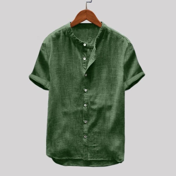 Cămașă bărbătească cu mâneci scurte F505 verde inchis M