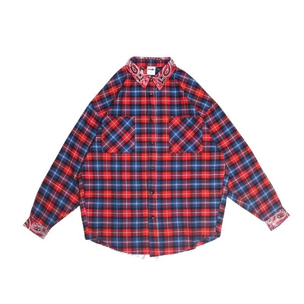 Cămașă bărbați în carouri F681 roșu L