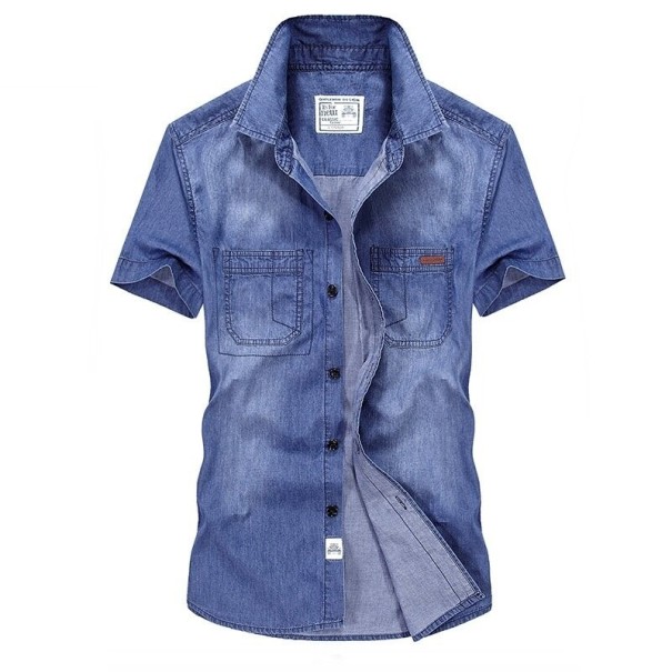 Cămașă de bărbați din denim F794 albastru deschis XXL