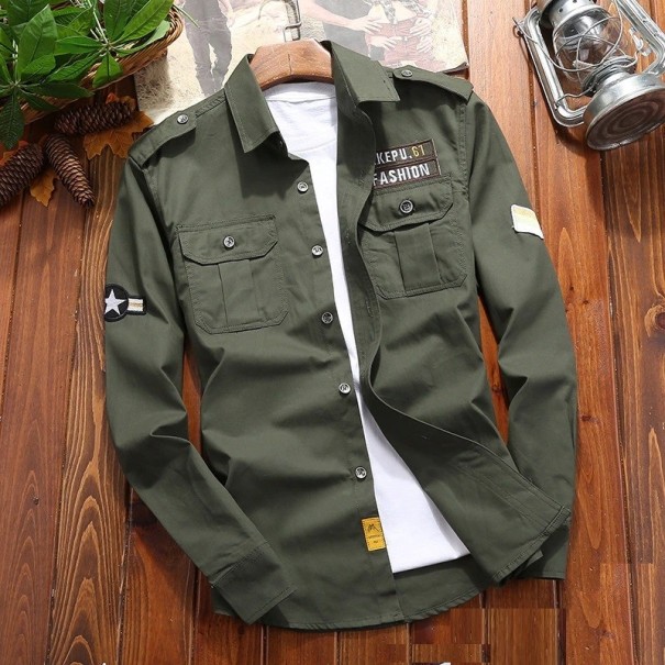 Cămașă de bărbați F514 verde armată XL