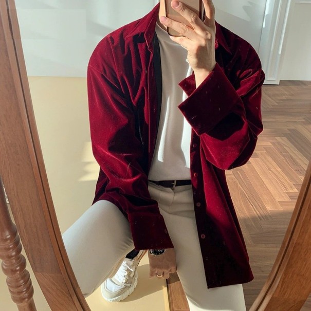 Cămașă de bărbați F845 burgundy L