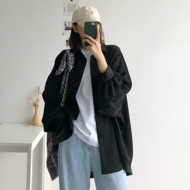 Cămașă oversize de damă P2451 negru L