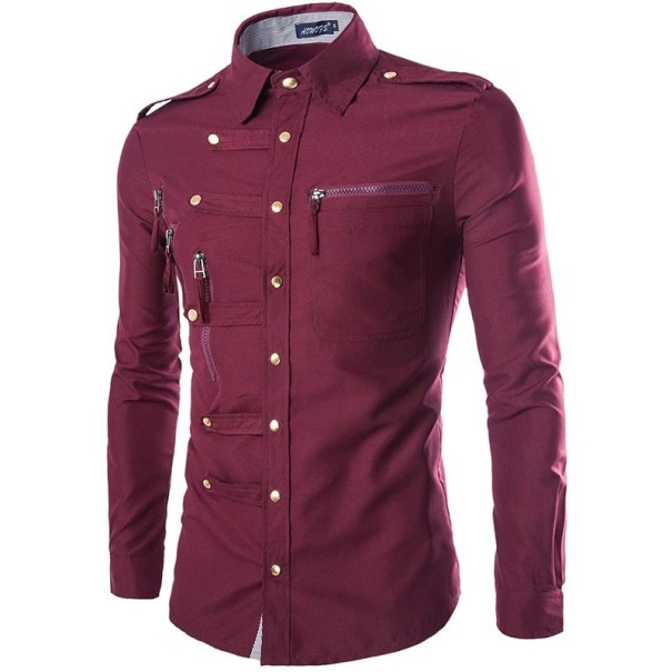 Cămașă pentru bărbați A3082 burgundy XS