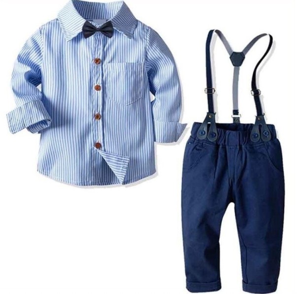 Cămașă și pantaloni de băiat B1358 albastru 9-12 luni