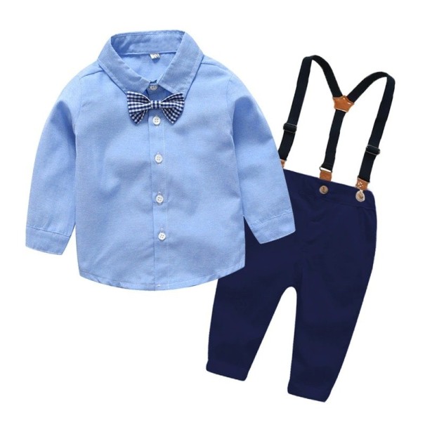Cămașă și pantaloni de băiat L1588 albastru inchis 6-9 luni