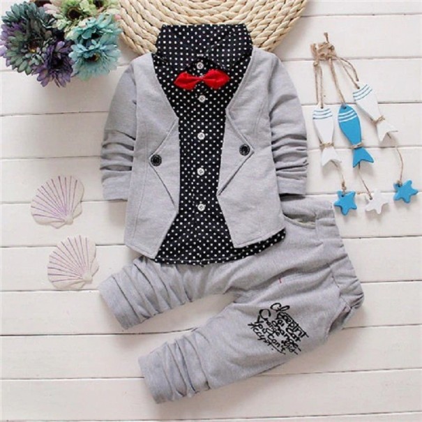 Cămașă și pantaloni de băiat L1593 gri 4
