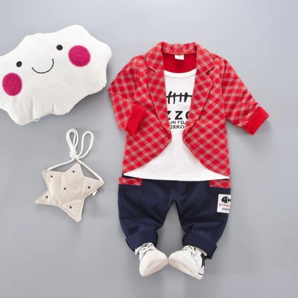 Cămașă și pantaloni de băiat L1595 roșu 12-18 luni