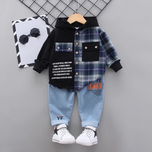Cămașă și pantaloni de băiat L1669 albastru inchis 12-24 luni