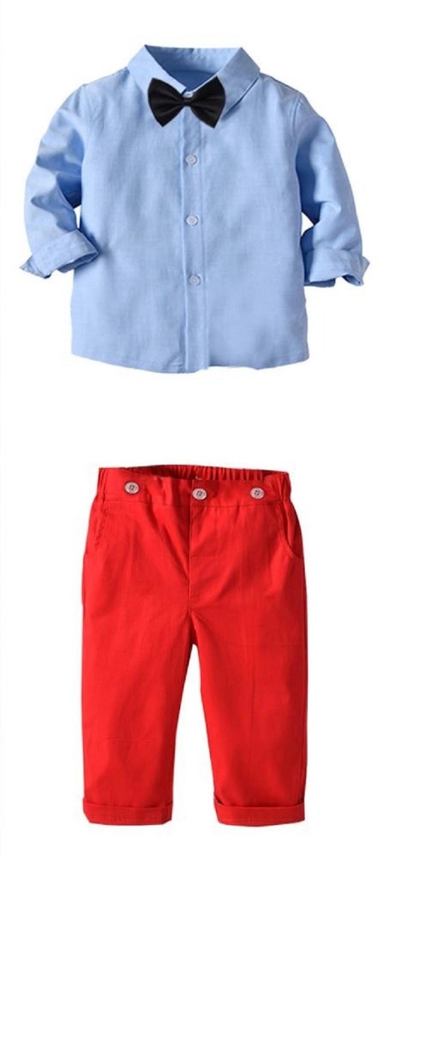 Cămașă și pantaloni de băiat roșu 5