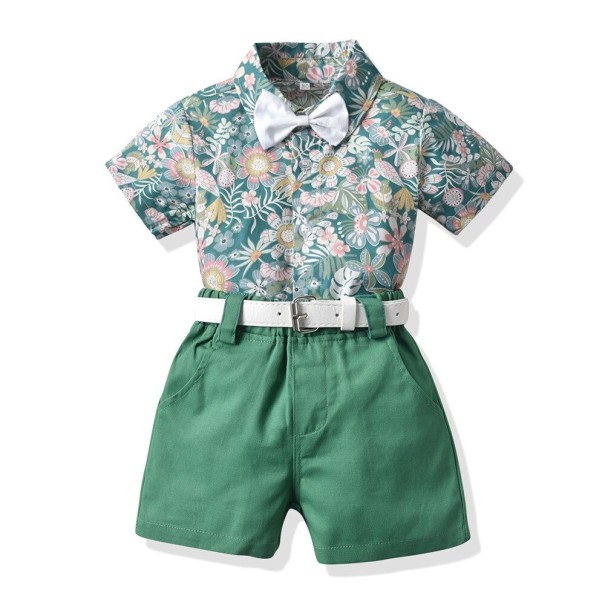 Cămașă și pantaloni scurți pentru băieți L1369 verde 3