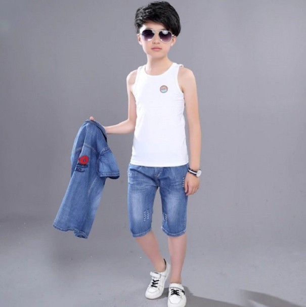 Cămașă și pantaloni scurți pentru băieți L1609 albastru 10 B