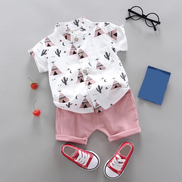 Cămașă și pantaloni scurți pentru băieți L1650 roz 3