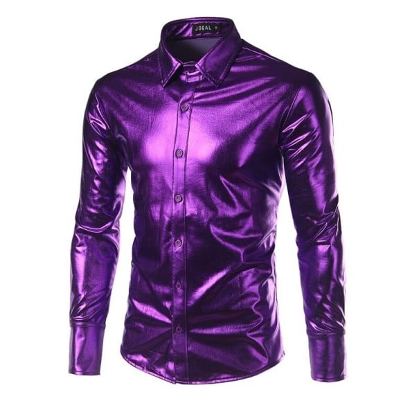 Cămașă strălucitoare pentru bărbați violet S