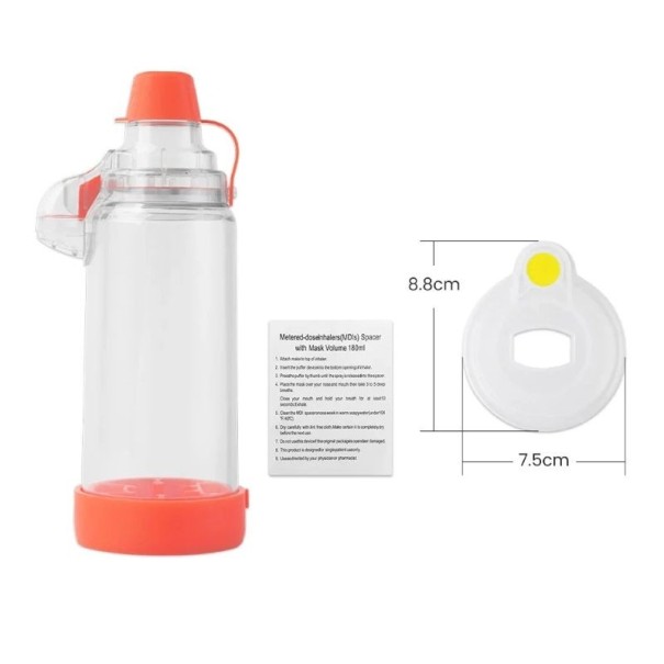 Cameră de inhalare pentru nebulizator cu mască mărimea M 8,8 x 7,5 cm rezervor din plastic nebulizator pentru copii inhalare căi respiratorii portocale