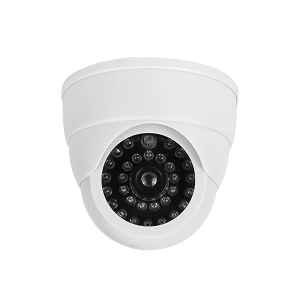 Cameră de securitate falsă CCD cu LED roșu intermitent, sistem de simulare a camerei, antifurt, securitate pentru acasă și birou alb