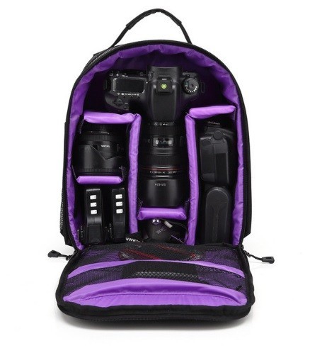 Camera- en accessoirerugzak paars