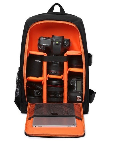 Camerarugzak met accessoires oranje