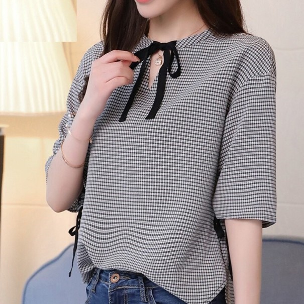 Camicia a quadri da donna con fiocco B185 M