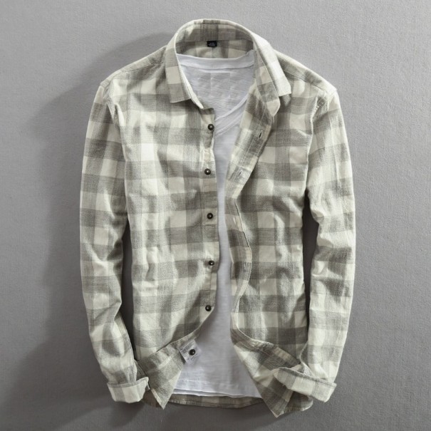 Camicia a quadri da uomo F492 grigio chiaro XS