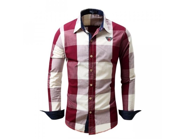 Camicia a quadri da uomo J2599 rosso M