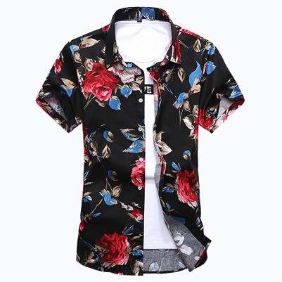 Camicia alla moda con motivo rosa J715 XL 1