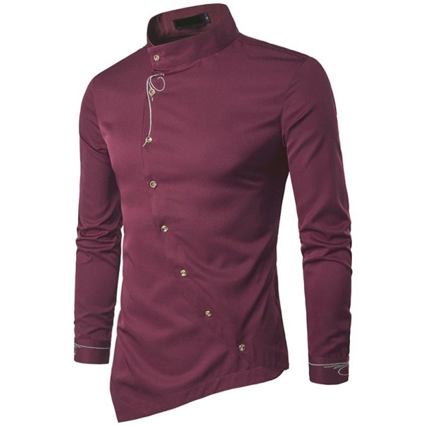 Camicia asimmetrica da uomo bordeaux XL