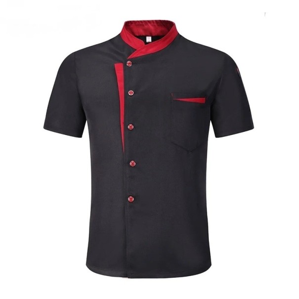 Camicia da cuoco a manica corta con bottoni colletto e tasca in cotone poliestere abbigliamento da lavoro per cucina abbigliamento gastronomico nero XL