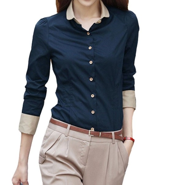 Camicia da donna blu scuro M