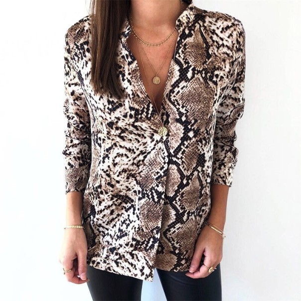 Camicia da donna con motivo serpente Libertad marrone L