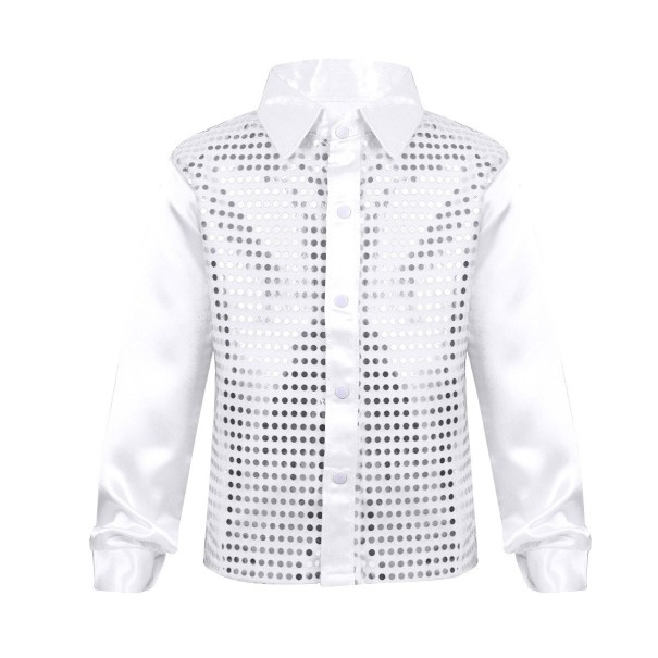 Camicia da ragazzo con paillettes L1817 bianco 4