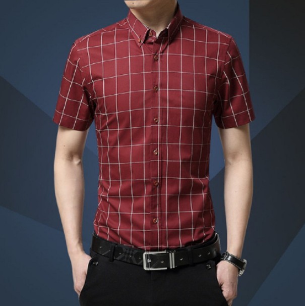 Camicia da uomo a maniche corte A1467 rosso L
