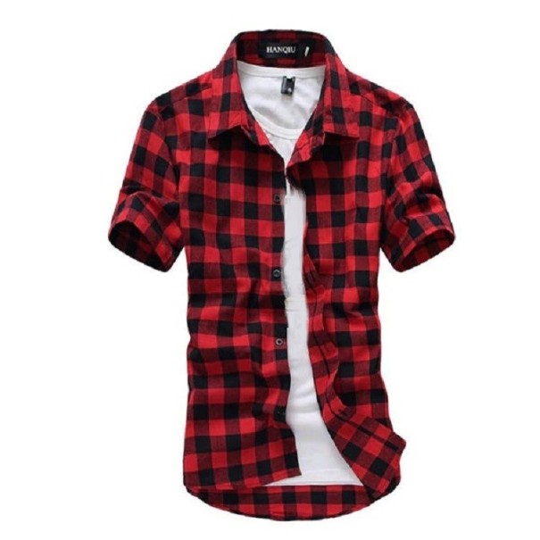 Camicia da uomo a maniche corte F418 rosso L