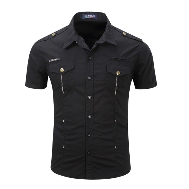Camicia da uomo a maniche corte F478 nero XL