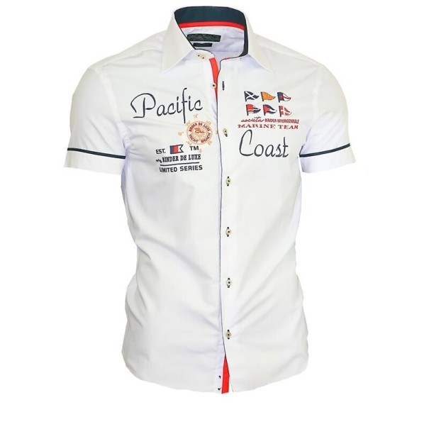 Camicia da uomo a maniche corte F599 bianco XS