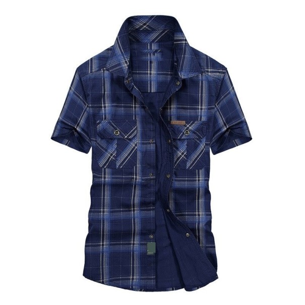 Camicia da uomo a maniche corte F630 blu scuro M