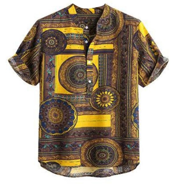 Camicia da uomo a maniche corte F751 giallo M