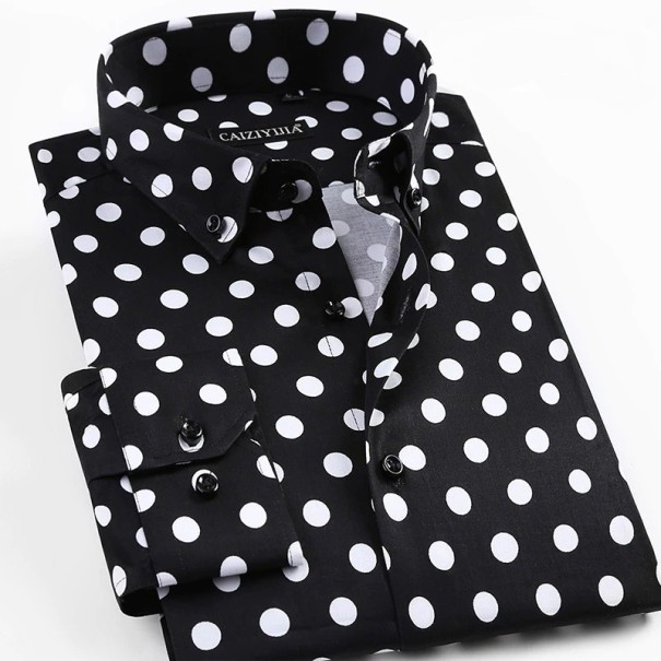 Camicia da uomo a pois F777 nero XS