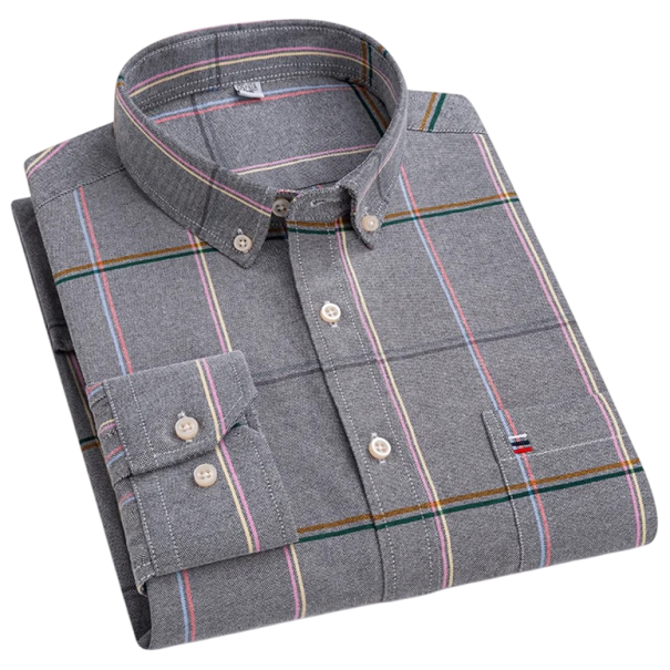 Camicia da uomo con colletto e taschino Motivo a quadri monocromatico Camicia in cotone con bottoni per uso quotidiano grigio XL