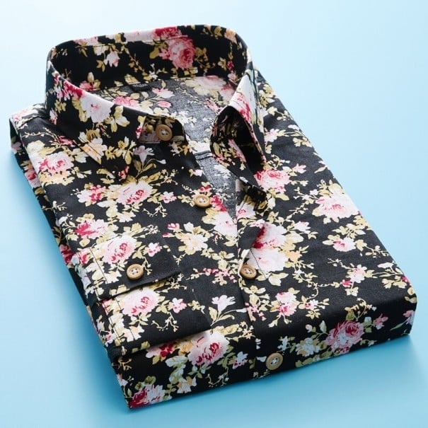 Camicia da uomo con fiori F624 XXS 5