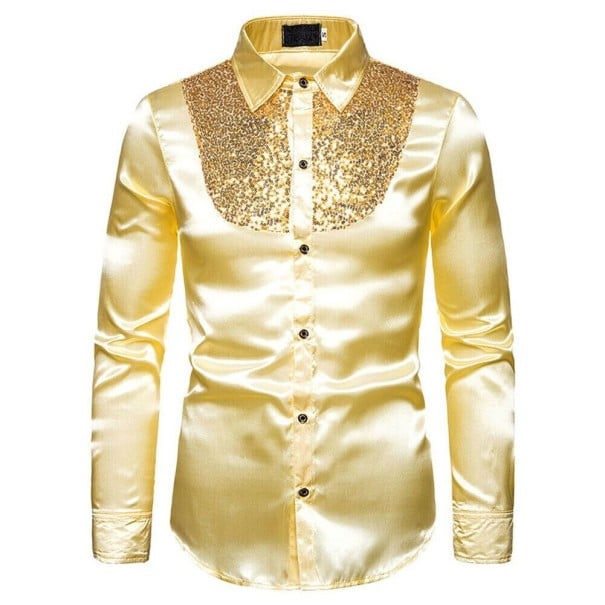 Camicia da uomo con paillettes F746 oro L