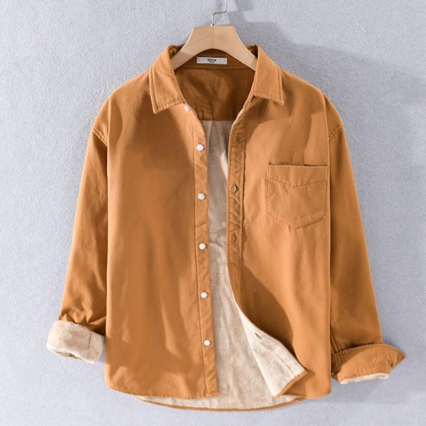 Camicia da uomo con pelliccia marrone chiaro M