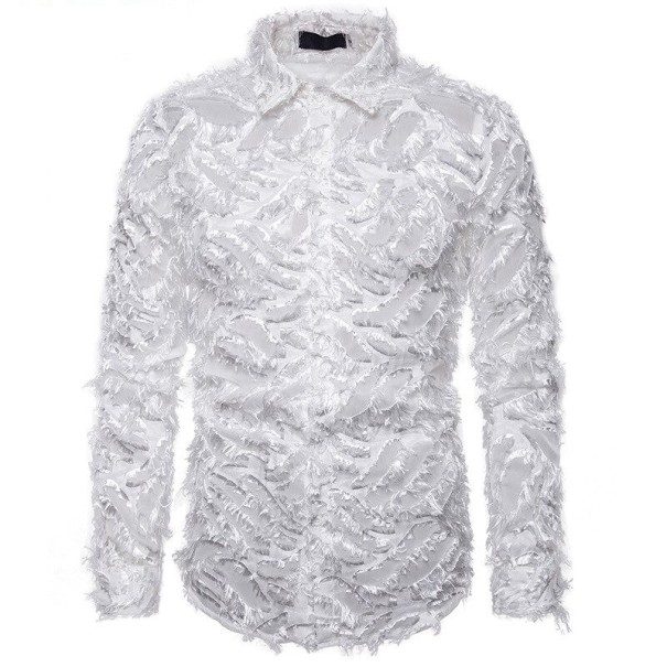 Camicia da uomo con piume bianco XL 2