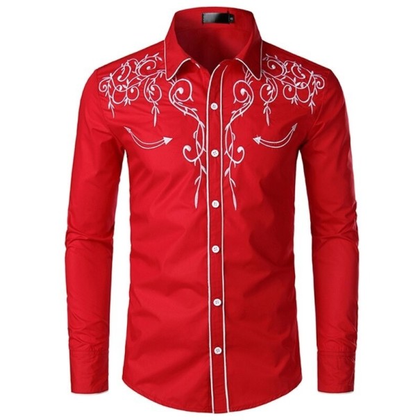 Camicia da uomo F468 rosso M 1