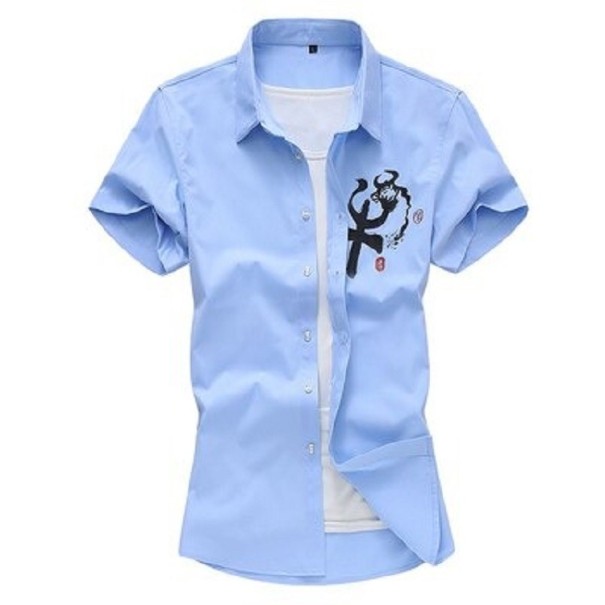 Camicia da uomo F822 azzurro XS 4
