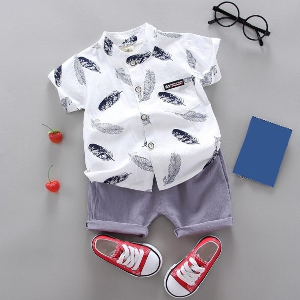 Camicia e pantaloni corti per bambino L1360 bianco 3