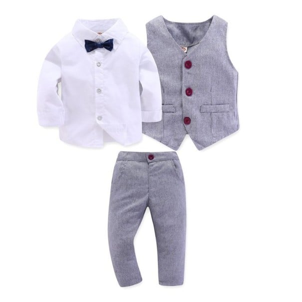 Camicia, gilet e pantaloni per bambini L1568 bianco 4